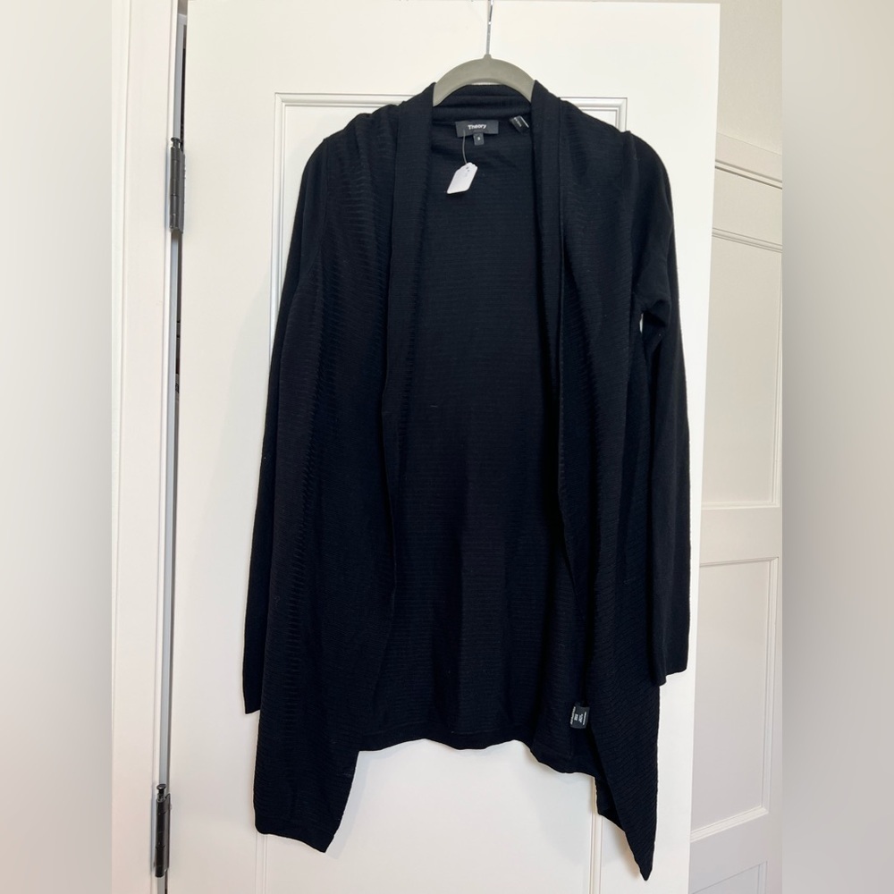 Theory Open Front Lightweight Ribbed Cardigan (Small)